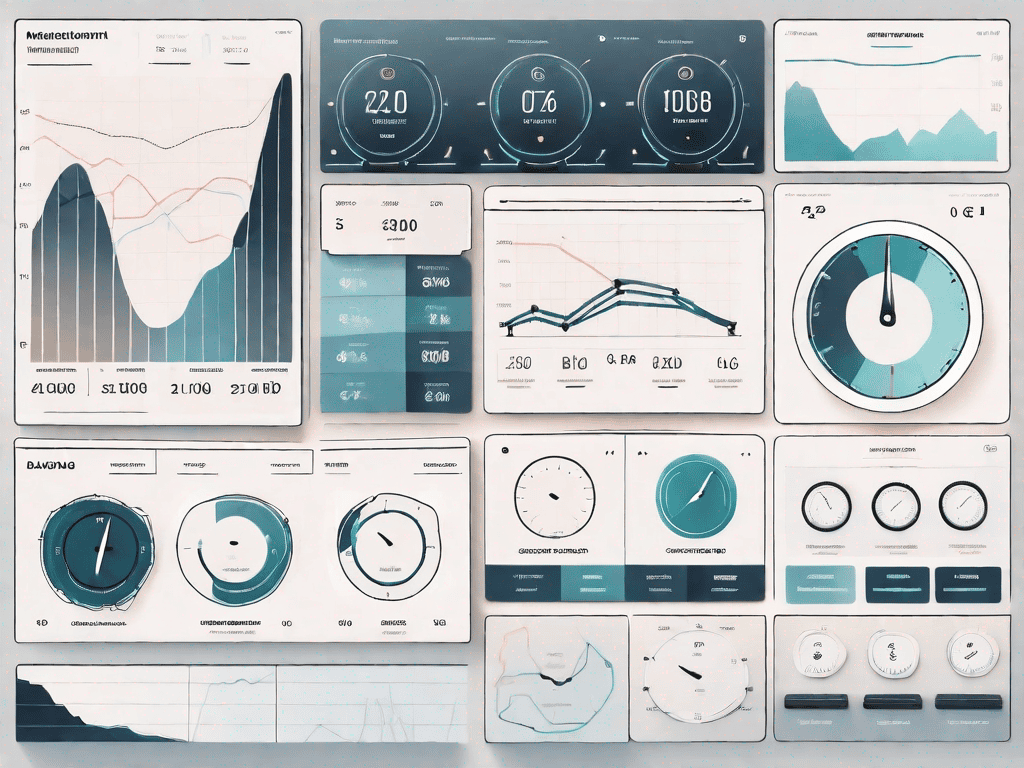 A complex dashboard with various dials